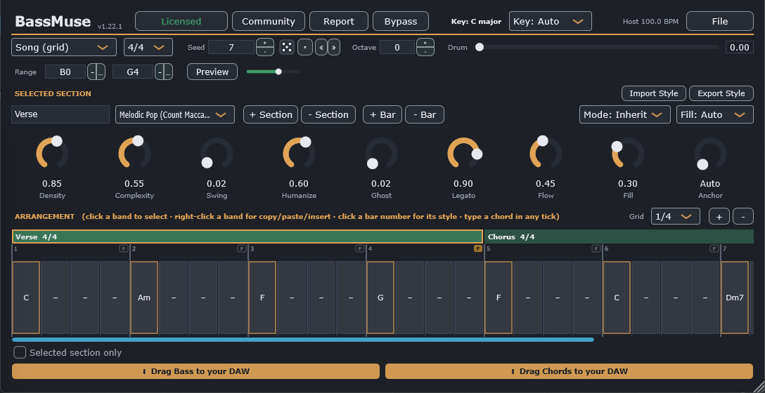 BassMuse plugin interface