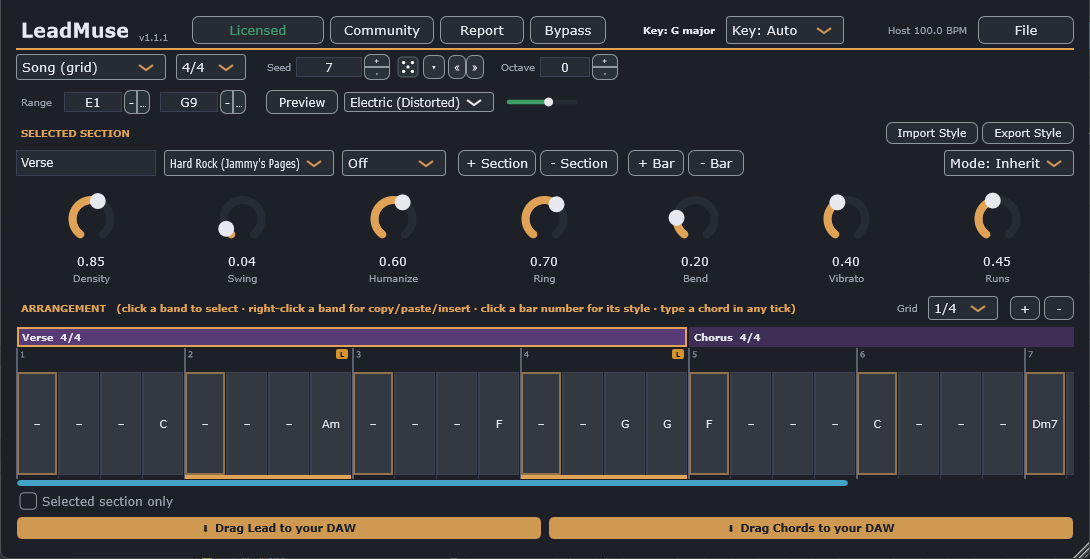 LeadMuse plugin interface