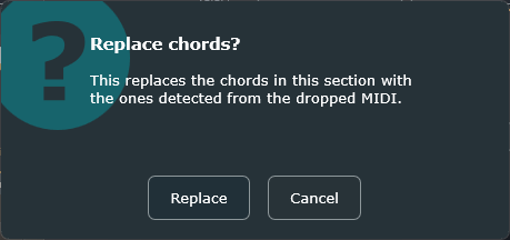 The 'Replace chords?' confirmation dialog