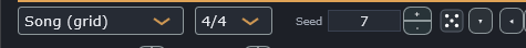 The Source dropdown set to Song (grid), beside the time-signature picker