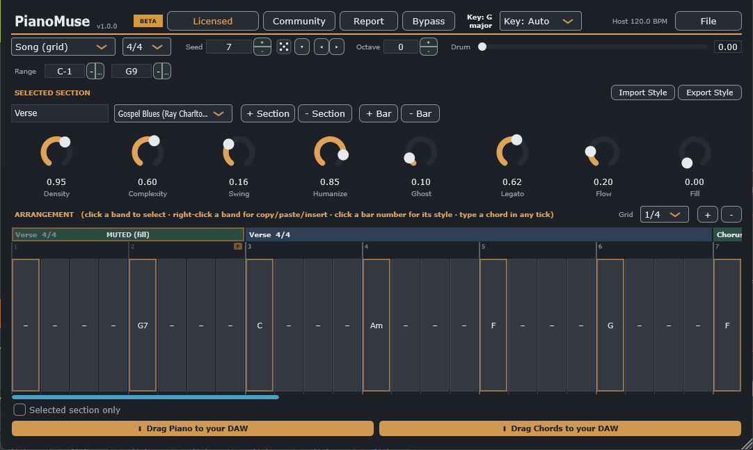PianoMuse plugin interface