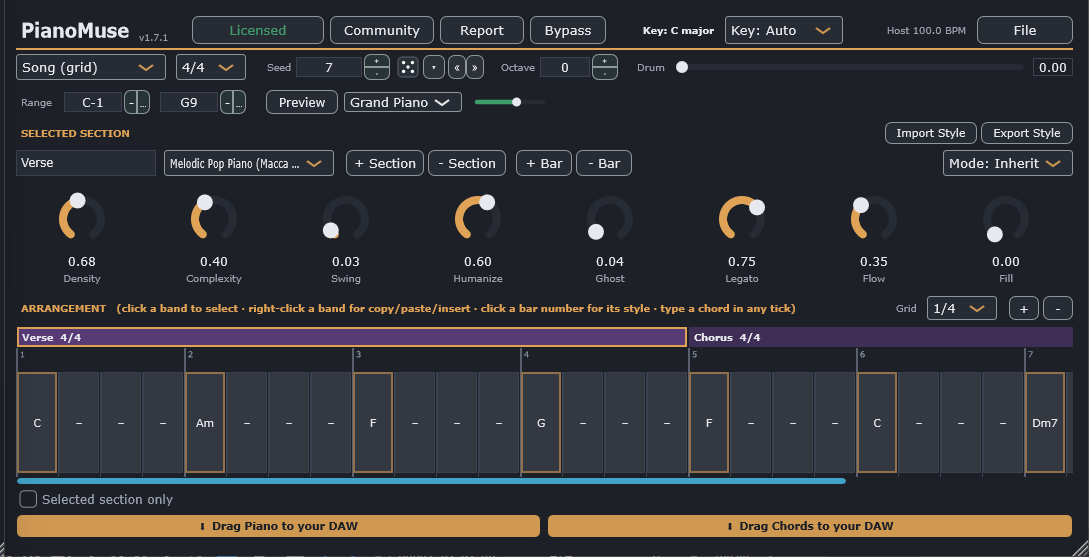 PianoMuse plugin interface